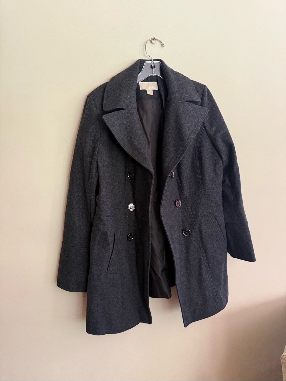 Michael Kors Wool-Blend Double-Breasted Women's Peacoat - Black